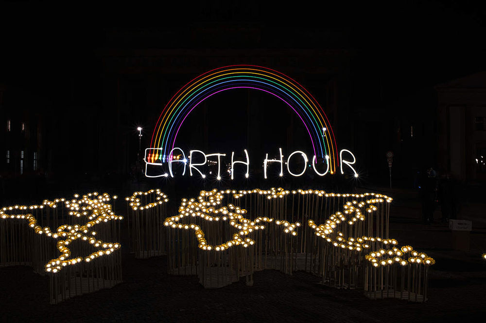 Earth Hour 2019 am Brandenburger Tor in Berlin