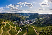 Panaoramaaufnahme mit Weinreben: Dernau im Ahrtal