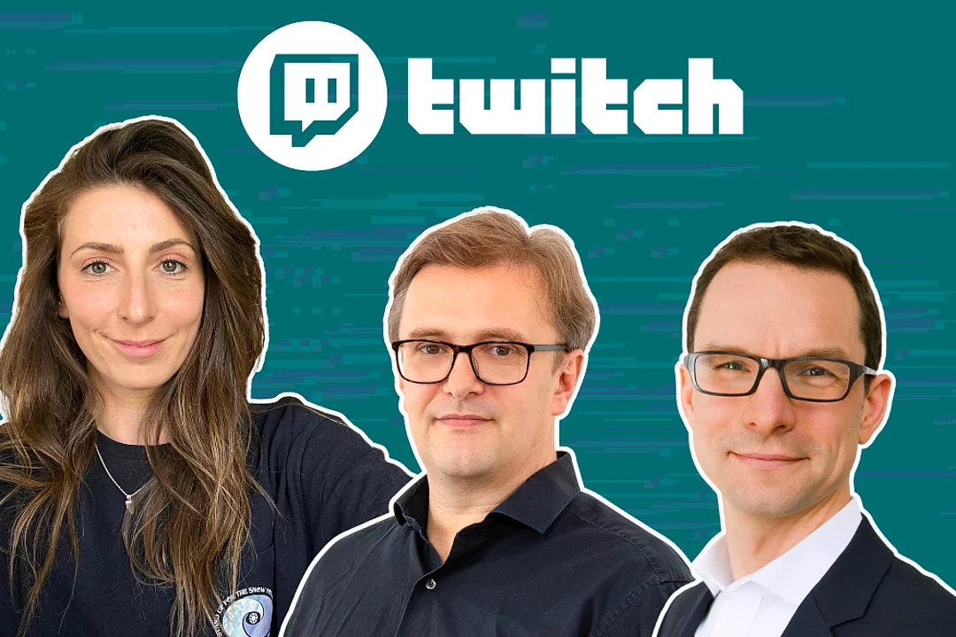 Die beiden Wissenschaftler Prof. Dr. Henning Wilts (Mitte), Leiter der Abteilung Kreislaufwirtschaft am Wuppertal Institut, und Dr. Holger Berg (rechts im Bild), stellvertretender Leiter der Abteilung, waren im Twitch-Stream von Sofia Kats (links im Bild)